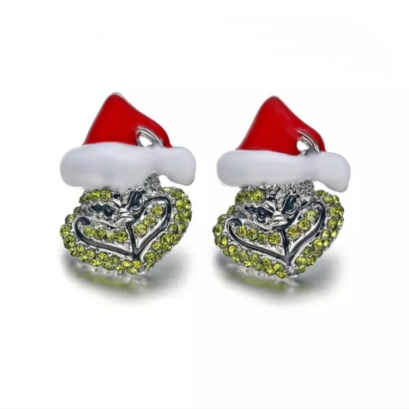 Jewelry - NEW- ADORABLE Studded Grinch Earrings